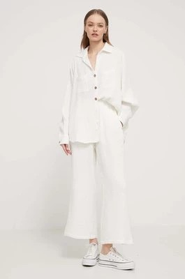 Zdjęcie produktu Billabong spodnie bawełniane Follow Me kolor biały szerokie high waist ABJNP00420