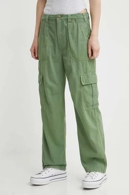 Zdjęcie produktu Billabong spodnie bawełniane kolor zielony szerokie high waist ABJNP00419