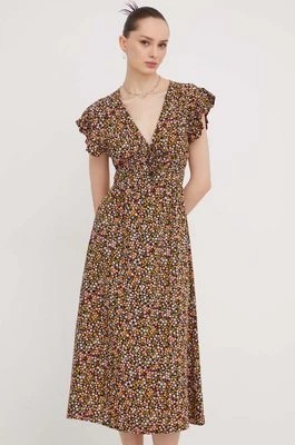 Zdjęcie produktu Billabong sukienka kolor brązowy midi rozkloszowana ABJWD00593