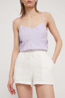 Zdjęcie produktu Billabong szorty bawełniane Day Tripper kolor biały gładkie high waist ABJNS00277