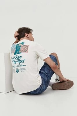 Zdjęcie produktu Billabong t-shirt bawełniany BILLABONG X CORAL GARDENERS męski kolor beżowy z nadrukiem ABYZT02335
