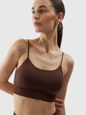 Zdjęcie produktu Biustonosz do jogi z niskim wsparciem damski - brązowy 4F