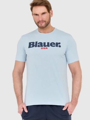 Zdjęcie produktu BLAUER Błękitny męski t-shirt z dużym logo Blauer USA