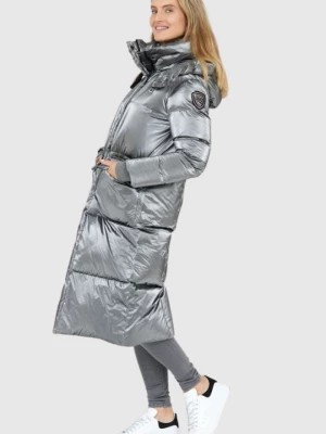 Zdjęcie produktu BLAUER Srebrny puchowy płaszcz Naomi z odpinanym kapturem Blauer USA