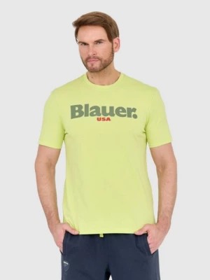 Zdjęcie produktu BLAUER Zielony męski t-shirt z dużym logo Blauer USA
