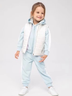 Zdjęcie produktu Błękitne spodnie dresowe dziewczęce z paskami Minoti