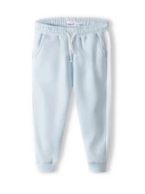 Zdjęcie produktu Błękitne spodnie dresowe niemowlęce z białymi paskami Minoti