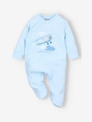 Zdjęcie produktu Błękitny pajac niemowlęcy z bawełny organicznej dla chłopca NINI