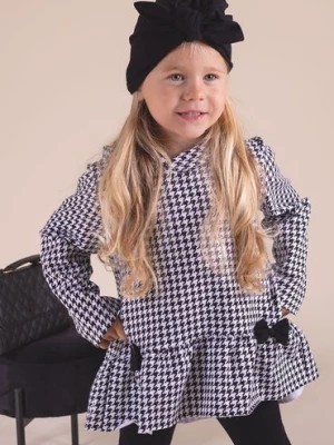 Zdjęcie produktu Bluza bawełniana z kapturem czarno-biała w pepitkę dla dziewczynki Nicol