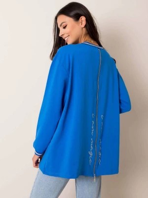 Zdjęcie produktu Bluza z nadrukiem ciemny niebieski casual dekolt okrągły rękaw długi Merg