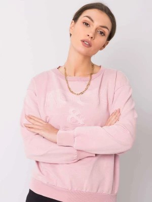 Zdjęcie produktu Bluza bez kaptura jasny różowy casual dekolt okrągły rękaw długi Merg