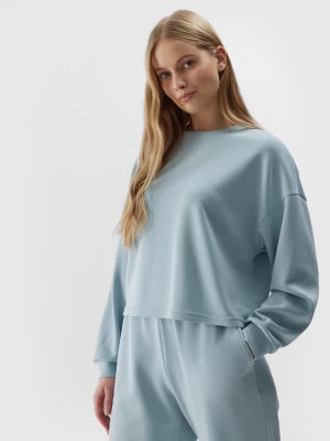 Zdjęcie produktu Bluza dresowa nierozpinana z dodatkiem modalu damska - niebieska 4F