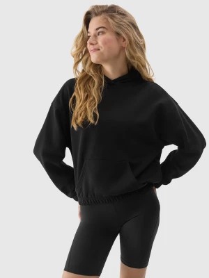 Zdjęcie produktu Bluza dresowa nierozpinana z kapturem z bawełną organiczną damska - czarna 4F