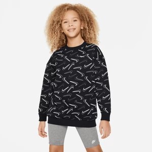 Zdjęcie produktu Bluza dresowa o kroju oversize z półokrągłym dekoltem dla dużych dzieci (dziewcząt) Nike Sportswear Club Fleece - Czerń