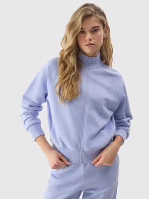 Zdjęcie produktu Bluza dresowa rozpinana bez kaptura z bawełną organiczną damska - niebieska 4F