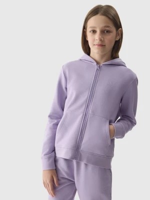 Zdjęcie produktu Bluza dresowa rozpinana z kapturem dziewczęca - fioletowa 4F