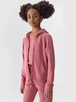 Zdjęcie produktu Bluza dresowa rozpinana z kapturem dziewczęca - różowa 4F