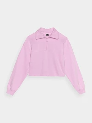 Zdjęcie produktu Bluza dresowa z bawełną organiczną damska - pudrowy róż 4F