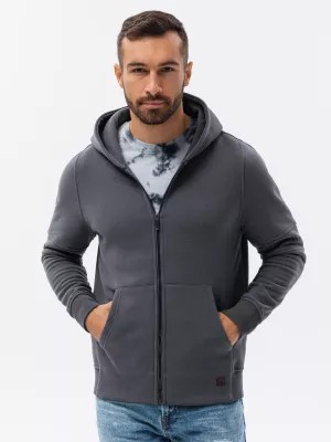 Zdjęcie produktu Bluza męska rozpinana hoodie z nadrukami - grafitowa V1 B1423
 -                                    XXL