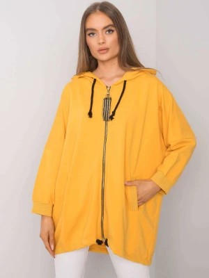 Zdjęcie produktu Bluza długa ciemny żółty casual rozpinane z kapturem kaptur rękaw długi zamek Merg