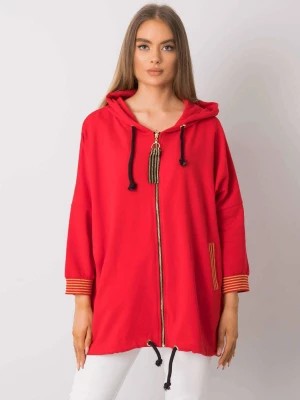 Zdjęcie produktu Bluza długa czerwony casual rozpinane z kapturem kaptur rękaw długi zamek Merg