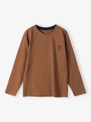 Zdjęcie produktu Bluzka bawełniana chłopięca z długim rękawem- brązowa Lincoln & Sharks by 5.10.15.