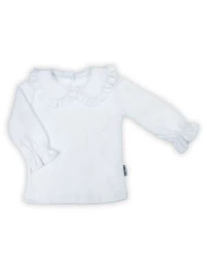 Zdjęcie produktu Bluzka bawełniana niemowlęca z długim rękawem i ozdobnym kołnierzykiem biała - Nicol