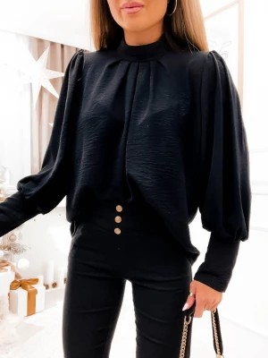 Zdjęcie produktu Bluzka czarna elegancka koszulowa z wiązaniem przy szyi polska produkcja Tina PERFE