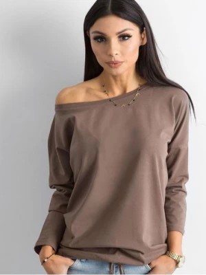 Zdjęcie produktu Bluzka damska z długim rękawem -brązowy BASIC FEEL GOOD