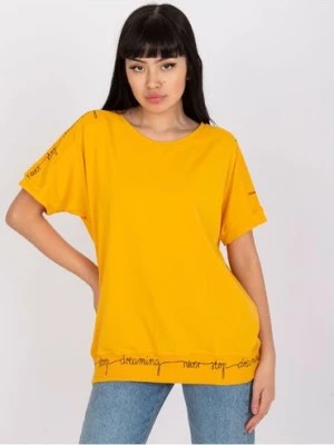 Zdjęcie produktu Bluzka damska z krótkim rękawem - żółta BASIC FEEL GOOD