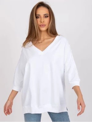 Zdjęcie produktu Bluzka damska ze zdobieniami na rękawach - biała RUE PARIS