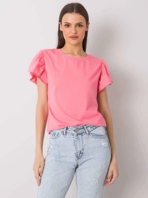 Zdjęcie produktu Bluzka jednokolorowy różowy dekolt okrągły Merg