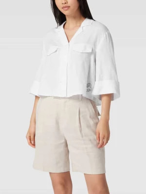 Zdjęcie produktu Bluzka lniana krótka z ozdobnym obszyciem model ‘Mai’ Betty Barclay