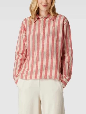 Zdjęcie produktu Bluzka lniana z dłuższym tyłem i wyhaftowanym logo Polo Ralph Lauren