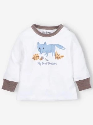 Zdjęcie produktu Bluzka niemowlęca ecru z bawełny organicznej dla chłopca z liskiem NINI