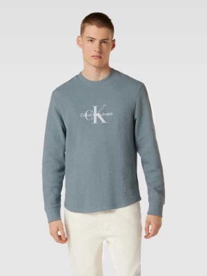 Zdjęcie produktu Bluzka o fakturze wafla z długim rękawem i wyhaftowanym logo Calvin Klein Jeans