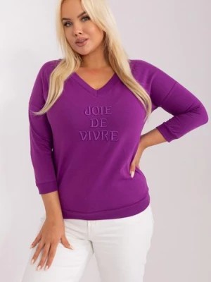 Zdjęcie produktu Bluzka plus size z dekoltem v z bawełny ciemny fioletowy RELEVANCE