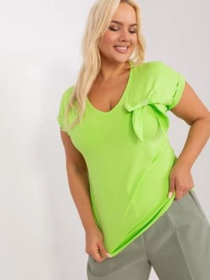 Zdjęcie produktu Bluzka plus size z kokardą jasny zielony RELEVANCE