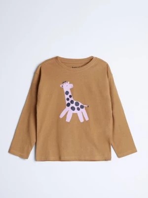 Zdjęcie produktu Bluzka z długim rękawem z wysokiej jakości bawełny - brązowa z żyrafą - unisex - Limited Edition