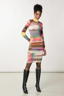 Zdjęcie produktu Błyszcząca sukienka z nadrukiem Slogan PATRIZIA PEPE