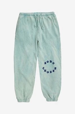 Zdjęcie produktu Bobo Choses spodnie dresowe bawełniane dziecięce kolor niebieski z nadrukiem