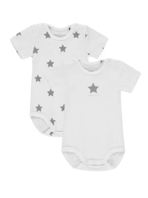 Zdjęcie produktu Body niemowlęce 2-pak krótki rękaw, białe z gwiazdkami, Bellybutton