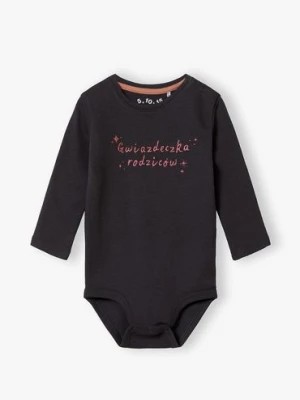 Zdjęcie produktu Body niemowlęce dla dziewczynki - szare z napisem Gwiazdeczka Rodziców 5.10.15.