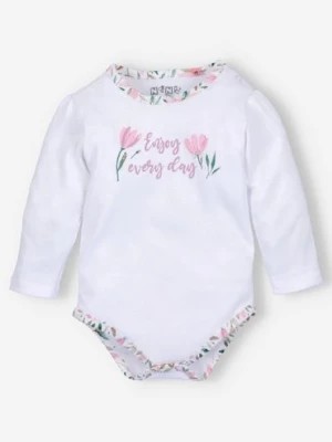 Zdjęcie produktu Body niemowlęce PINK FLOWERS z bawełny organicznej- białe NINI