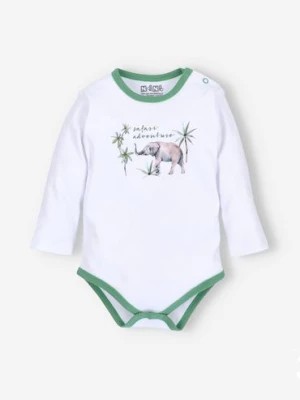 Zdjęcie produktu Body niemowlęce z bawełny organicznej dla chłopca - Safari - zielone NINI