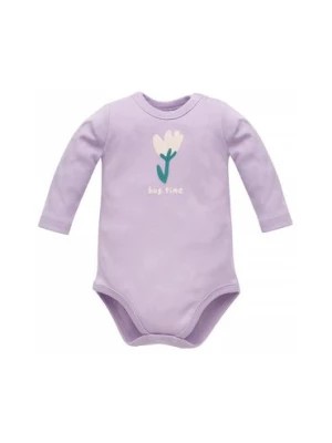 Zdjęcie produktu Body niemowlęce z długim rękawem z kwiatem fioletowe Pinokio