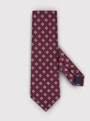 Zdjęcie produktu Bordowy krawat męski w szare drobne kwiatki Pako Lorente
