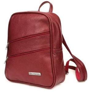 Zdjęcie produktu Bordowy plecak torebka damska Skórzana Beltimore czerwony Merg