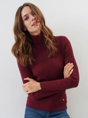 Zdjęcie produktu Bordowy sweter damski z golfem OCHNIK