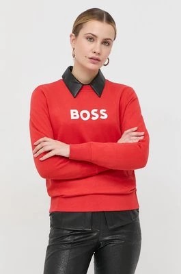 Zdjęcie produktu BOSS bluza bawełniana 50468357 damska kolor czerwony z nadrukiem 50468357